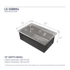 Stainless Steel Kitchen Sink, 30"x19" Single Bowl