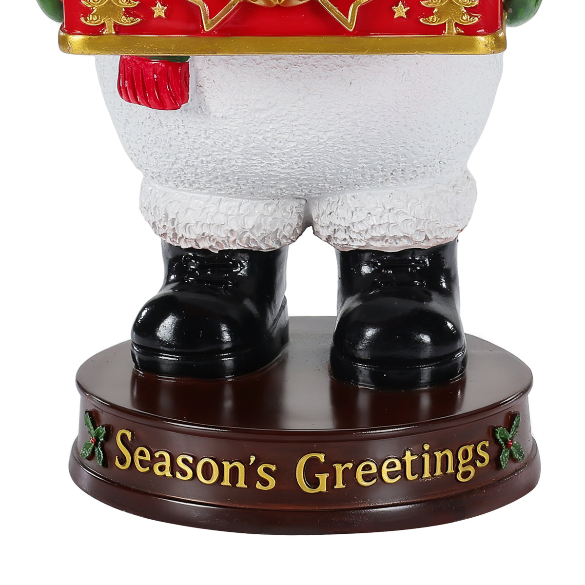Festive Christmas Snowman Statue with Storage Tray, White Resin, 18.5-Inch