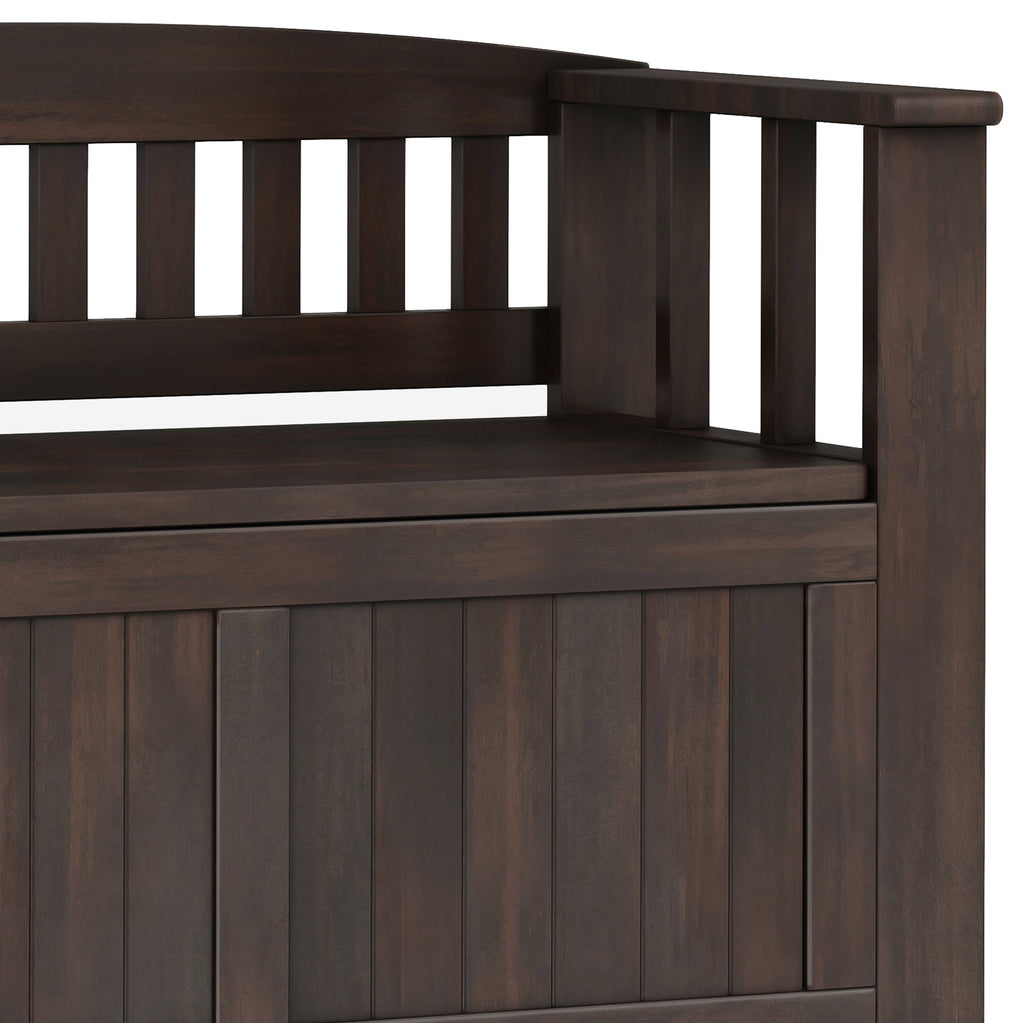 Acadian Solid Wood Small Entryway Storage Bench in Brunette