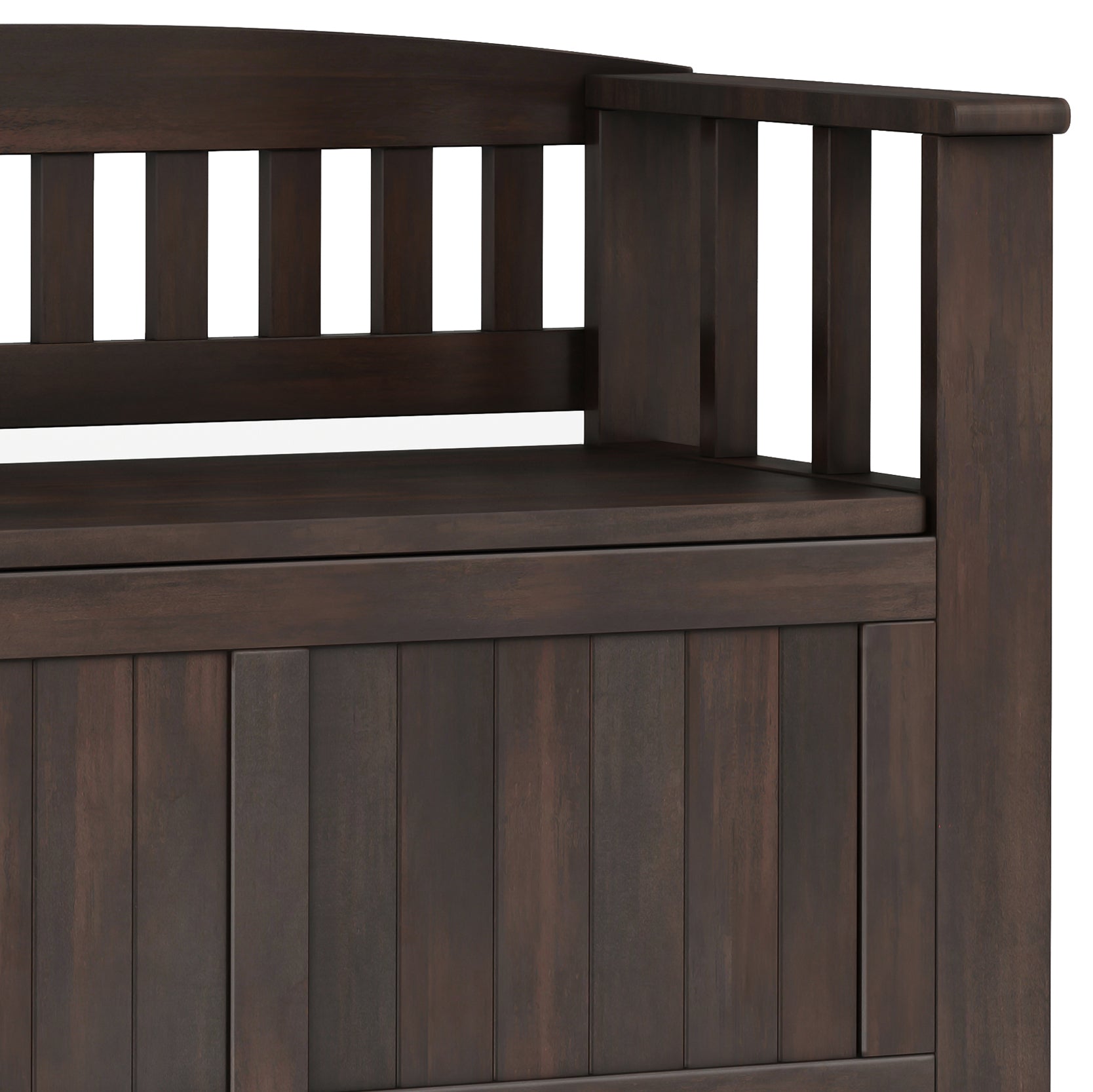 Acadian Solid Wood Small Entryway Storage Bench in Brunette