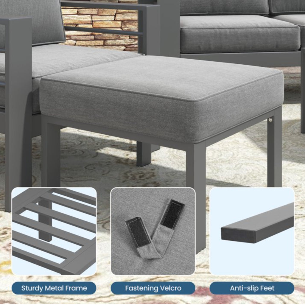 Set of 2, 22” All-Weather Metal Patio Ottomans Thick