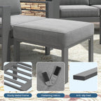 Set of 2, 22” All-Weather Metal Patio Ottomans Thick