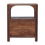 Solid Wood Arc-Line Bedside Table