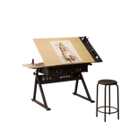 Adjustable Drawing Drafting Table Desk with Stool
