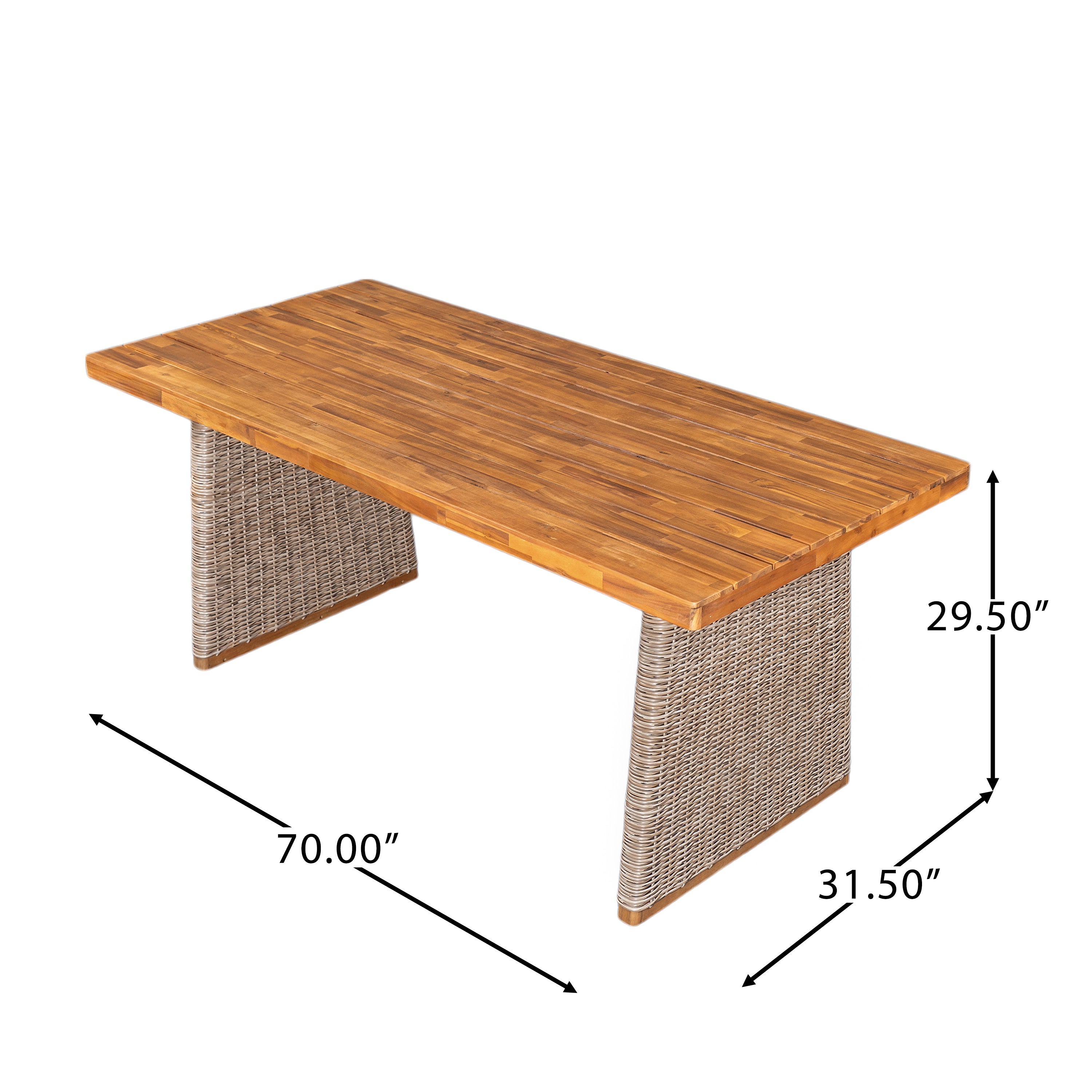 Outdoor Acacia Wood Dining Table, Teak Finish