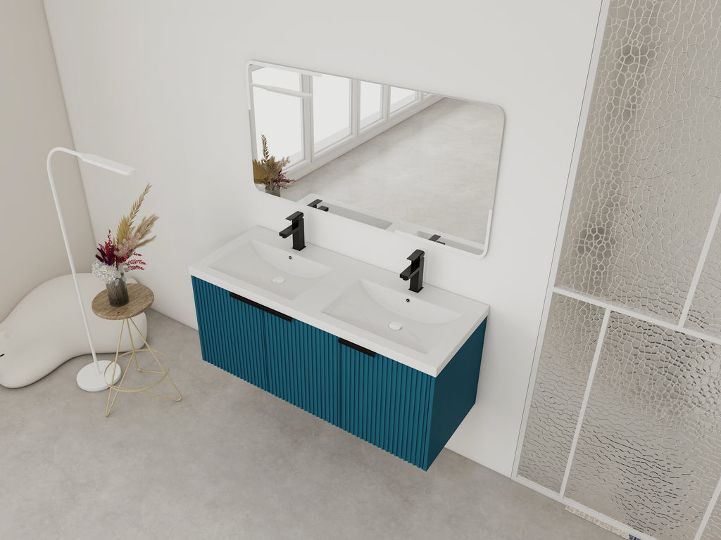 48" Wall Mounted Bathroom Vanity with Resin Double Sink