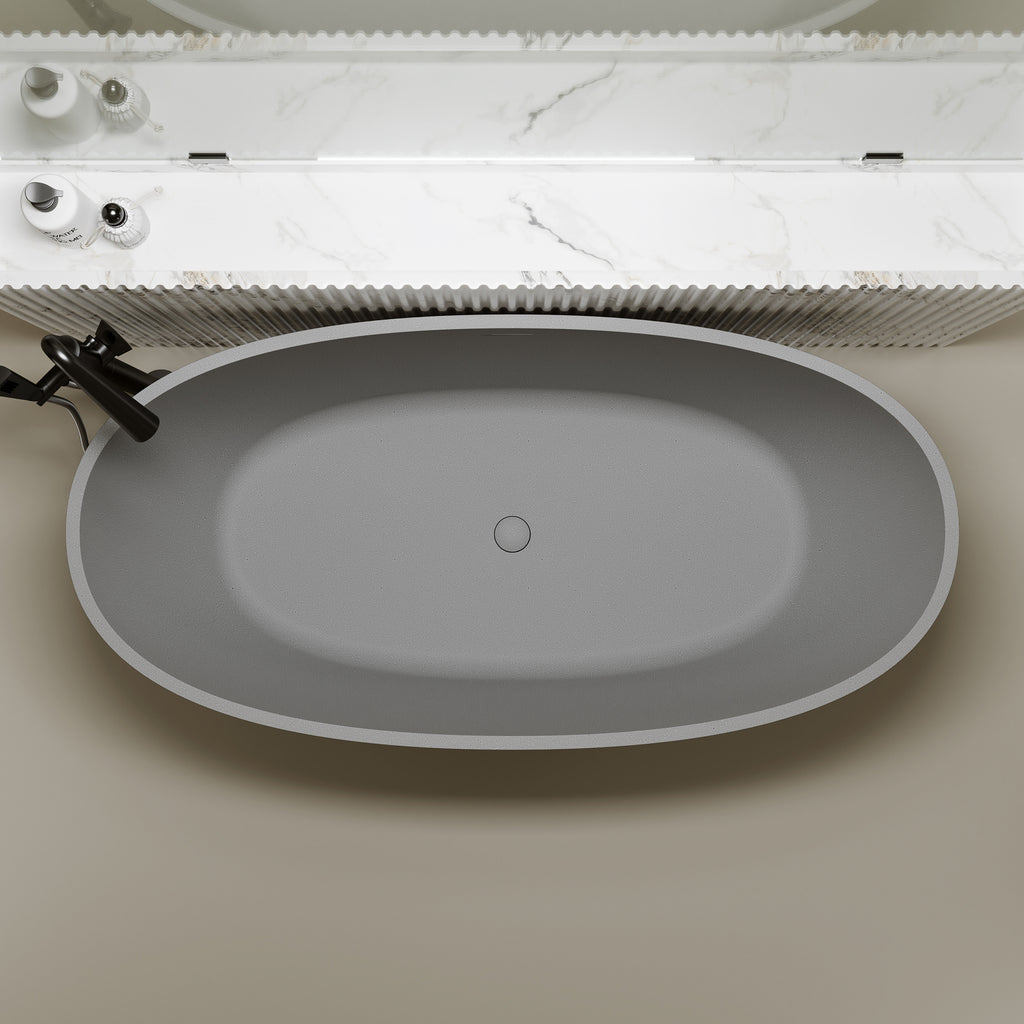 67'' Freestanding Bathtub Resin Stone Soaking Bathtub
