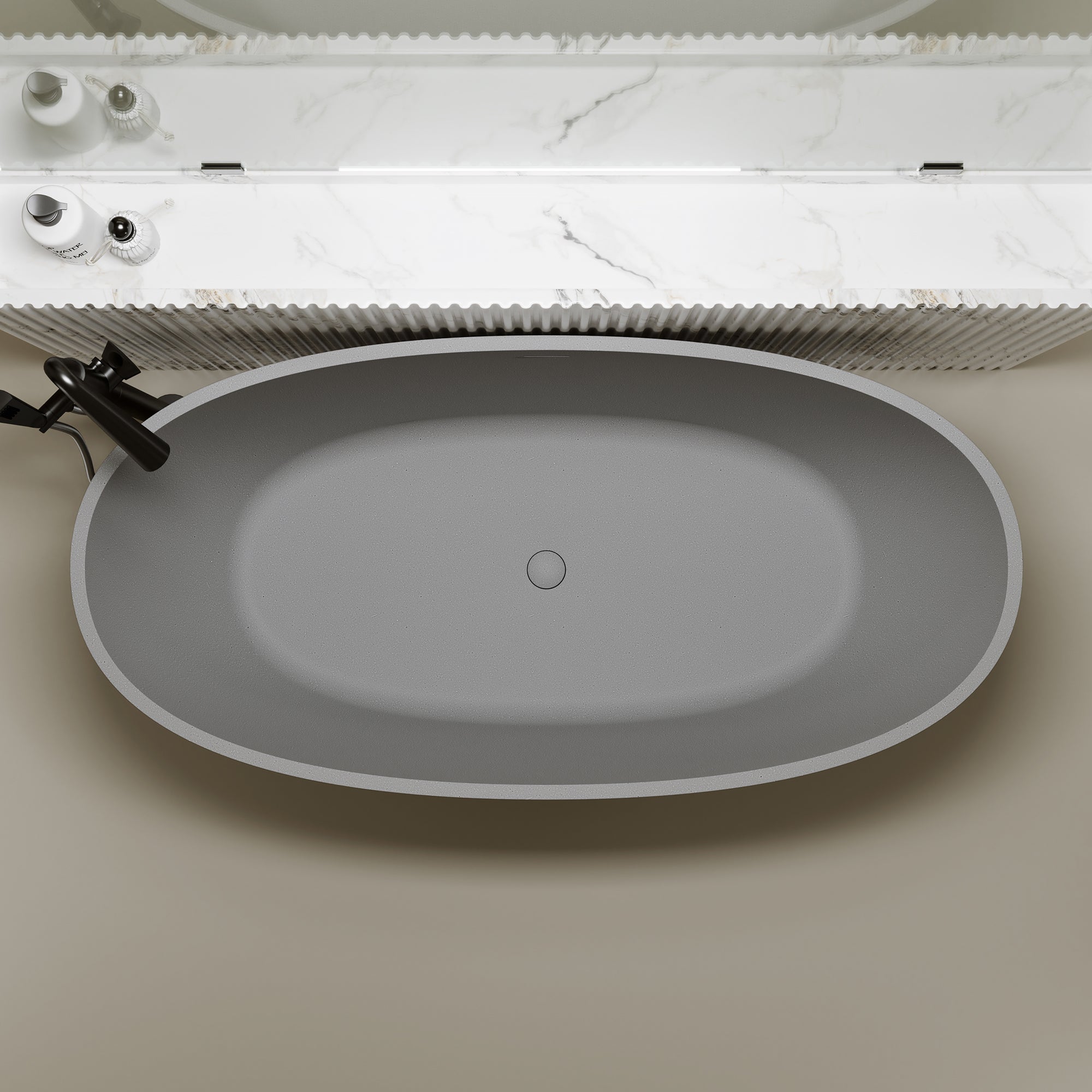 55'' Freestanding Bathtub in Resin Stone