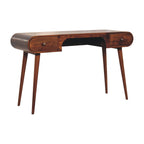 Solid Wood London Arch Writing Desk, 2-Drawers, Chestnut