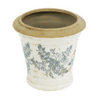 7.1" Ceramic Planter with Floral Pattern, Set of 2