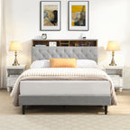 Queen-Size Upholstered Platform Bed Frame
