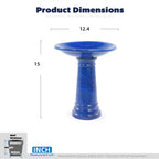 Vintage Sapphire Ceramic Pedestal Bird Bath