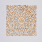Wooden Floral Hand Carved Mandala Square Wall Decor - 48x48
