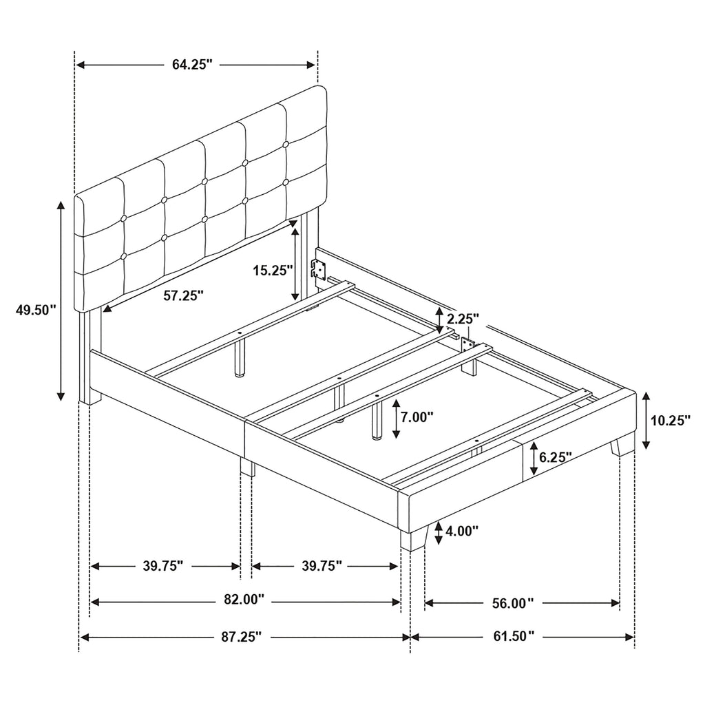 Charcoal Tufted Queen Panel Bed