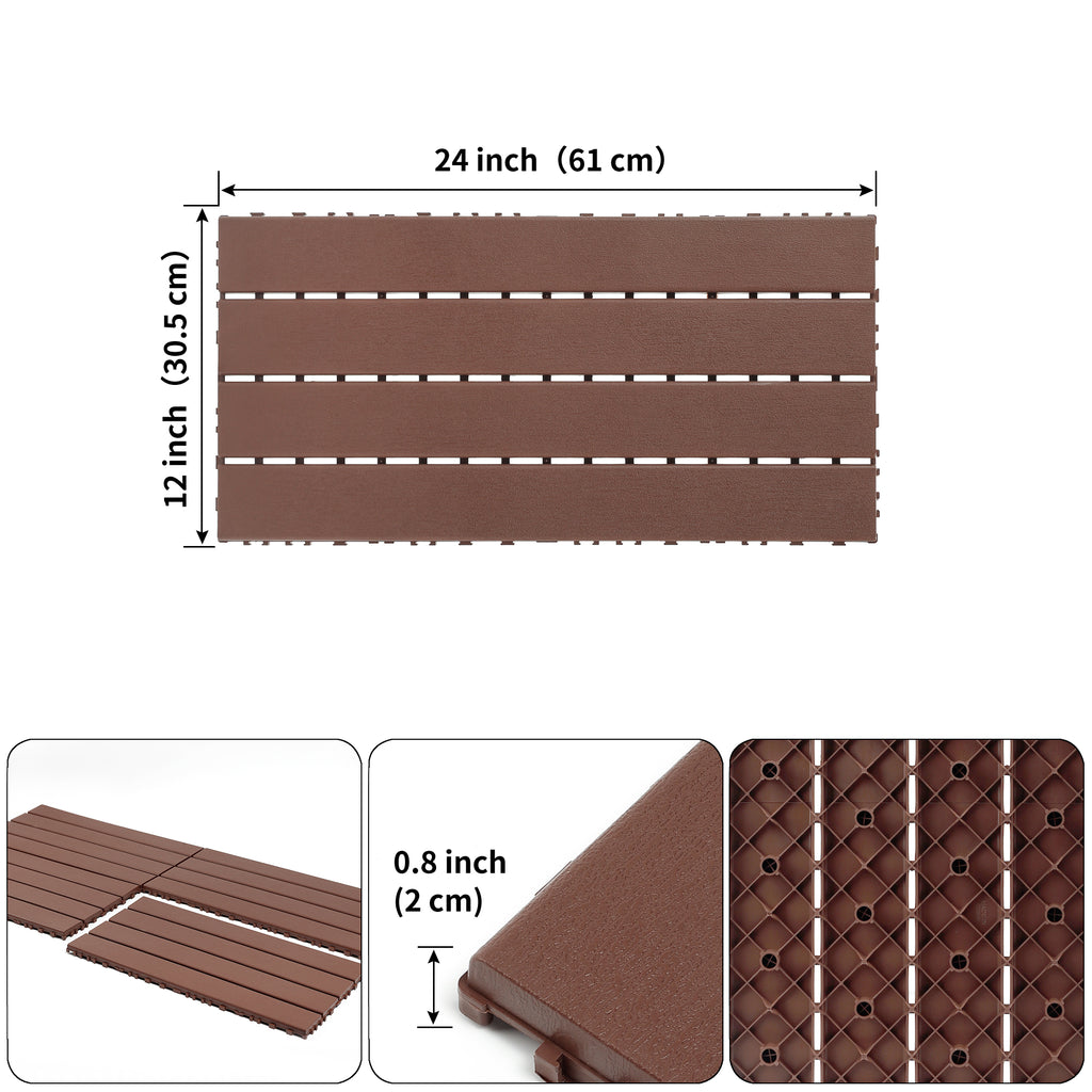 24 Pieces of Outdoor Terrace Deck Tiles