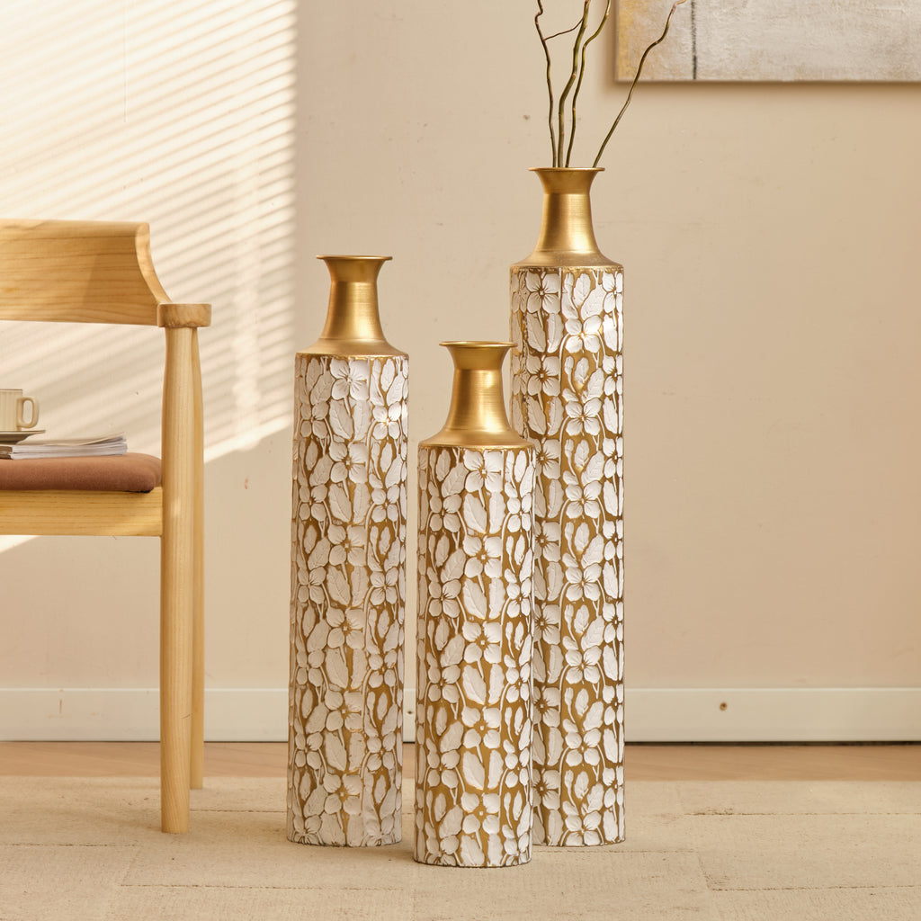 Decorative Metal Vases Set of 3