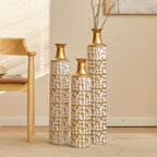 Decorative Metal Vases Set of 3