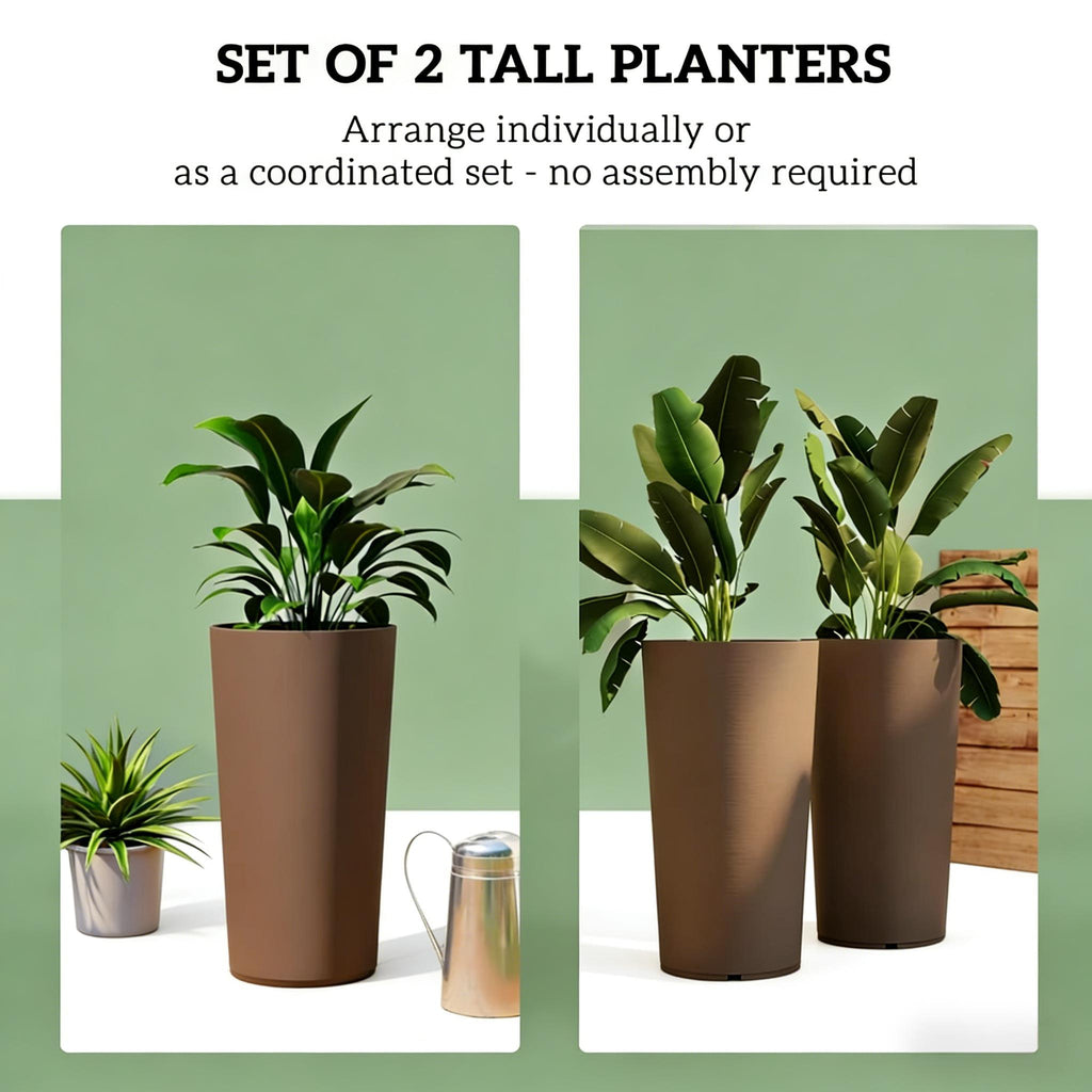 Tall Planter Set of 2 - Stackable Garden Pots