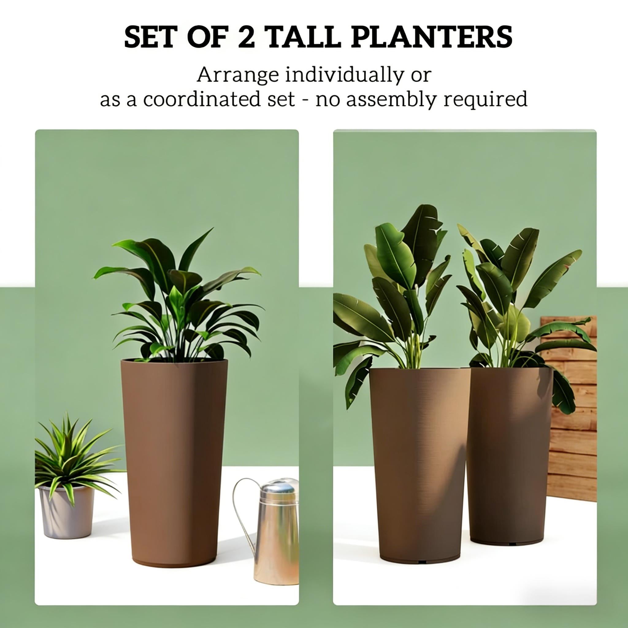 Tall Planter Set of 2 - Stackable Garden Pots