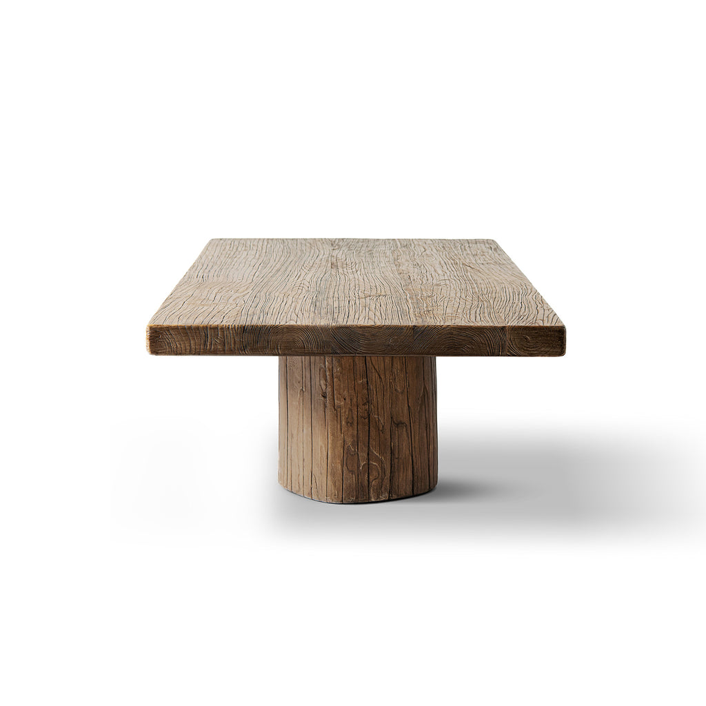 Arbor 60" Solid Reclaimed Elm Rectangular Plinth Coffee Table, Heritage Medium-Dark