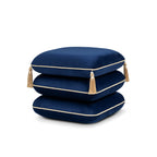 Monarch 19.5" Squared Upholstered Ottoman with Bullion Fringe