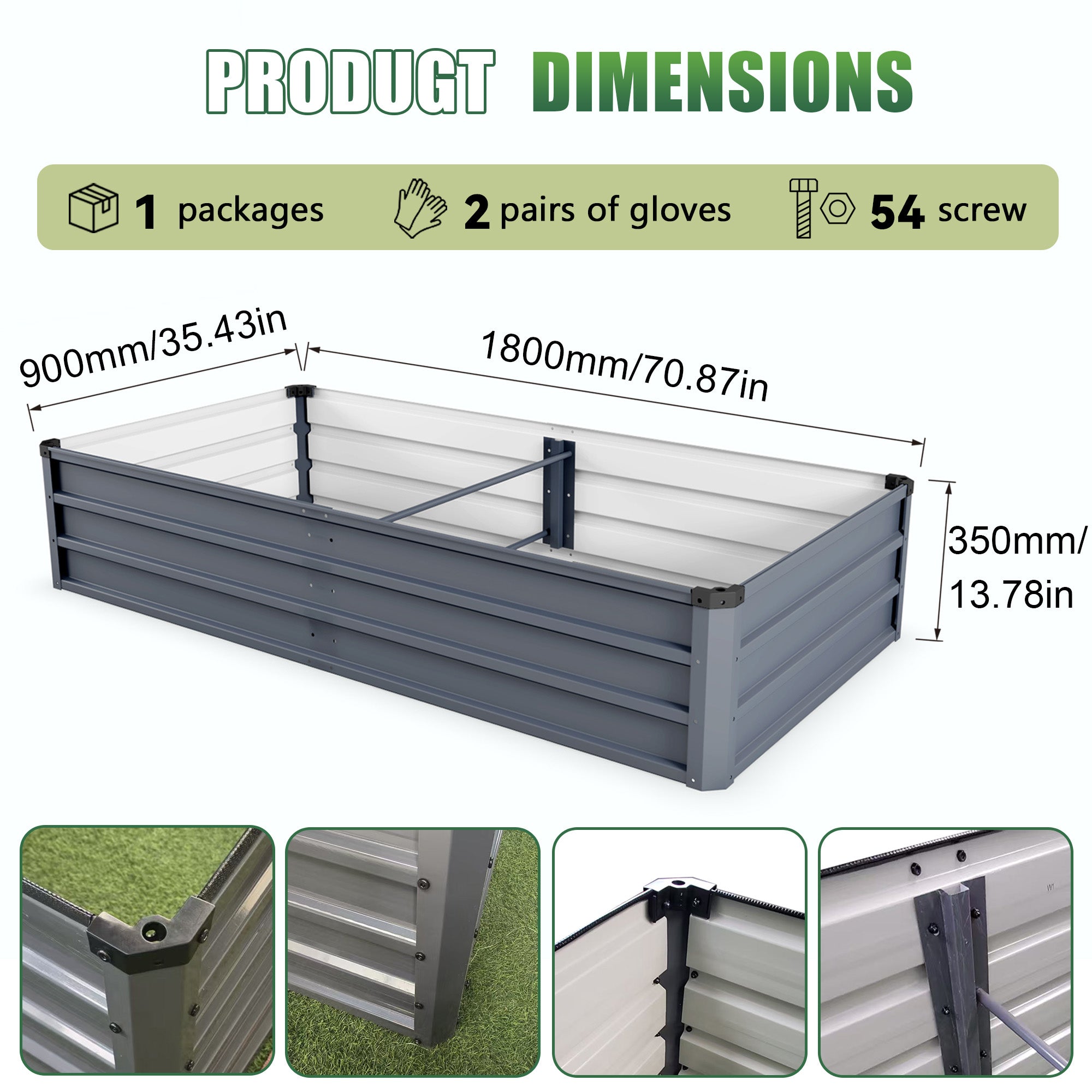 6x3x1ft 2pcs Large Garden Bed Kit