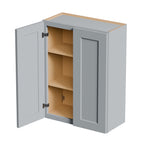 Gray Shaker Solid Wood Wall Cabinet with Soft-Close Doors
