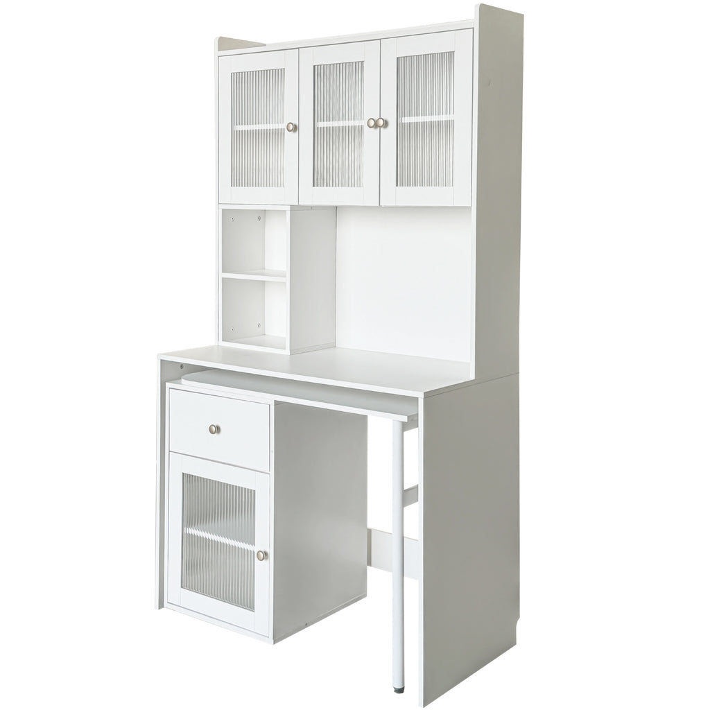 Computer Desk with Glass Door for Home Office