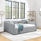 Queen Size Daybed with Two Drawers Trundle Upholstered Sofa Bed
