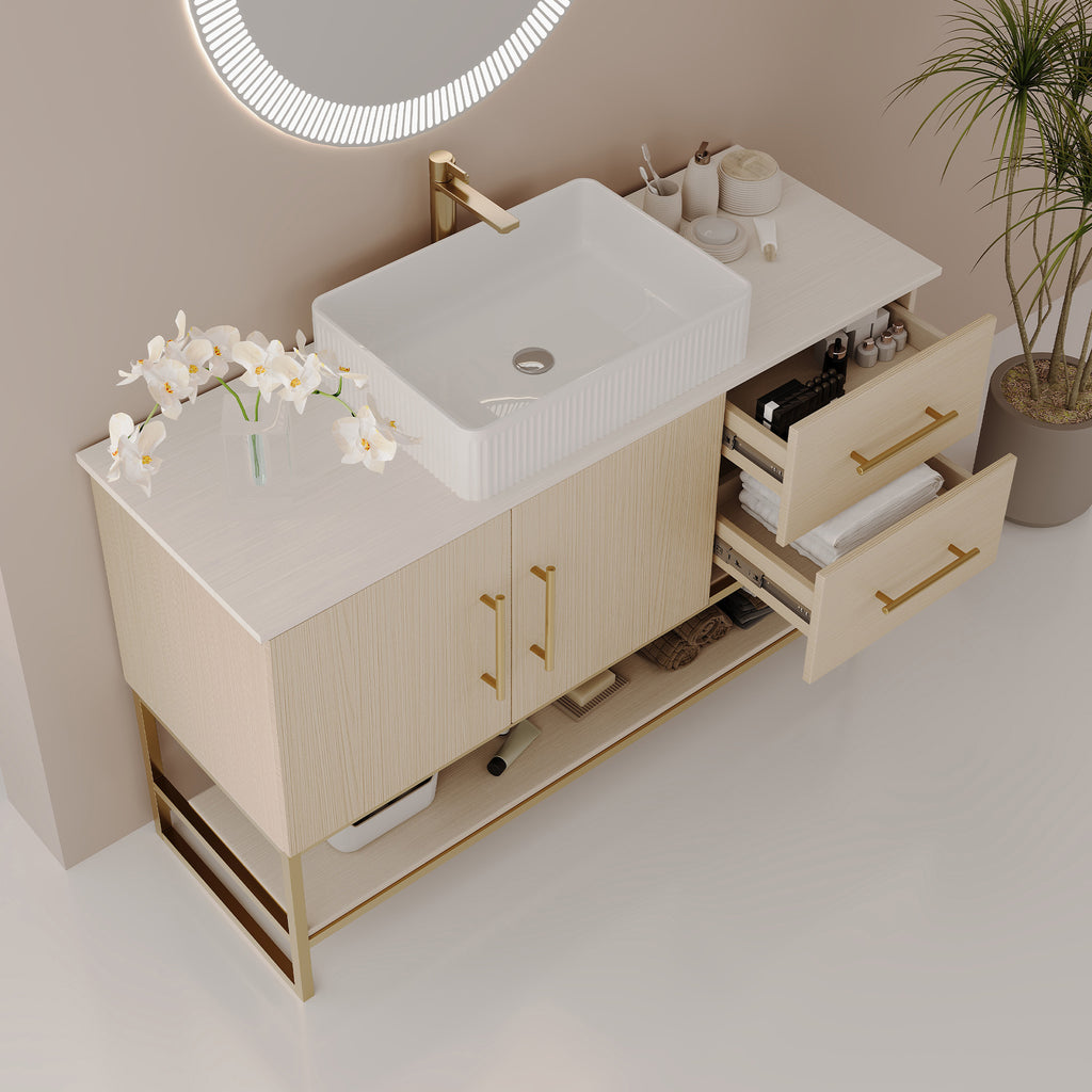 47.2" Modern Bathroom Vanity with Ceramic Vessel Sink