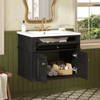 24" Wall Mounted Modern Bathroom Vanity with Soft-Close Hinges