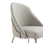 Gracie Metal Vegan Leather Dining Chair in Stone