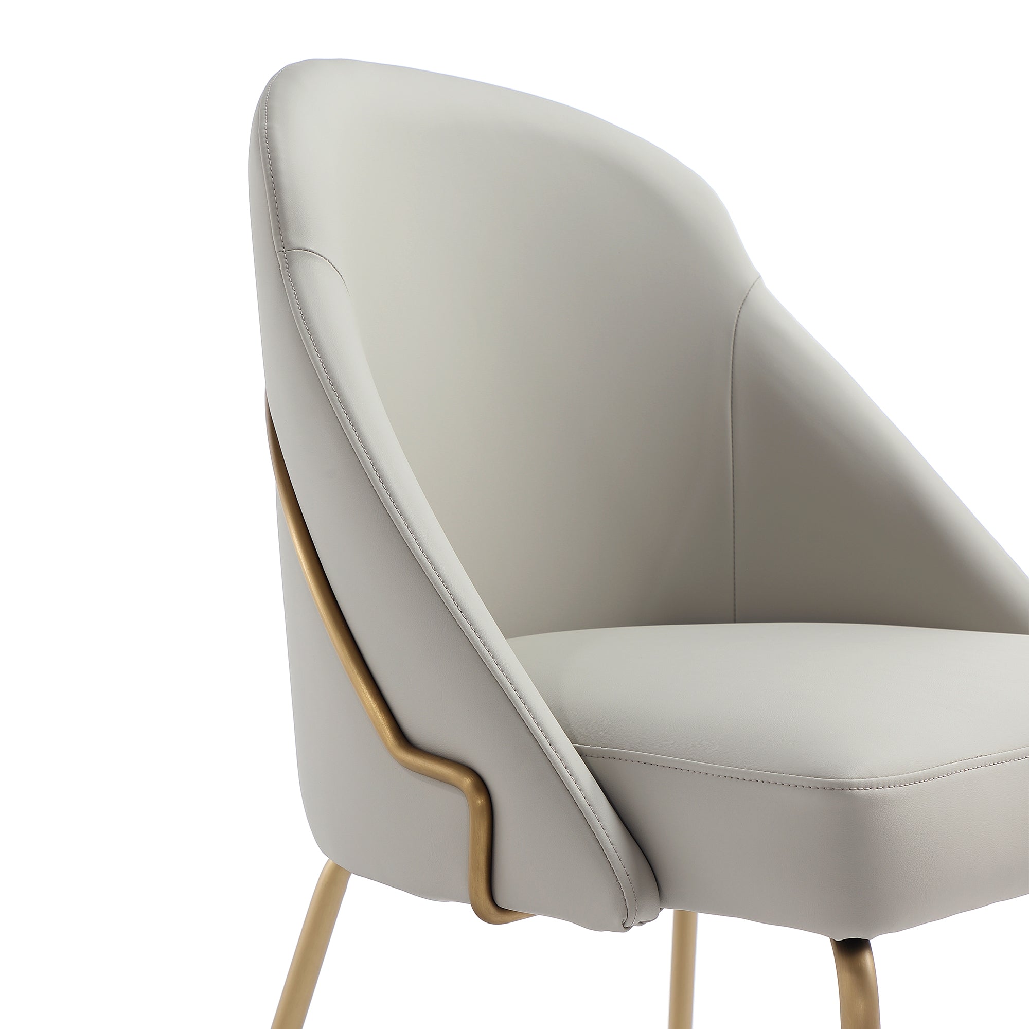 Gracie Metal Vegan Leather Dining Chair in Stone