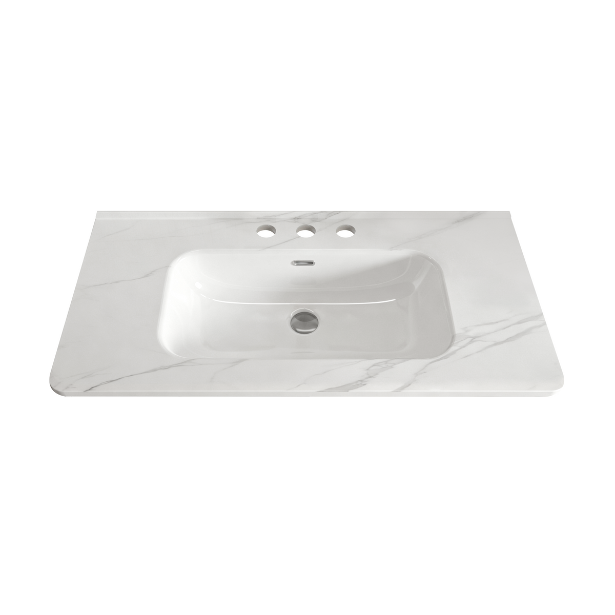 Integrated Carrara Ceramic Basin Sink, 35.85-Inch, White