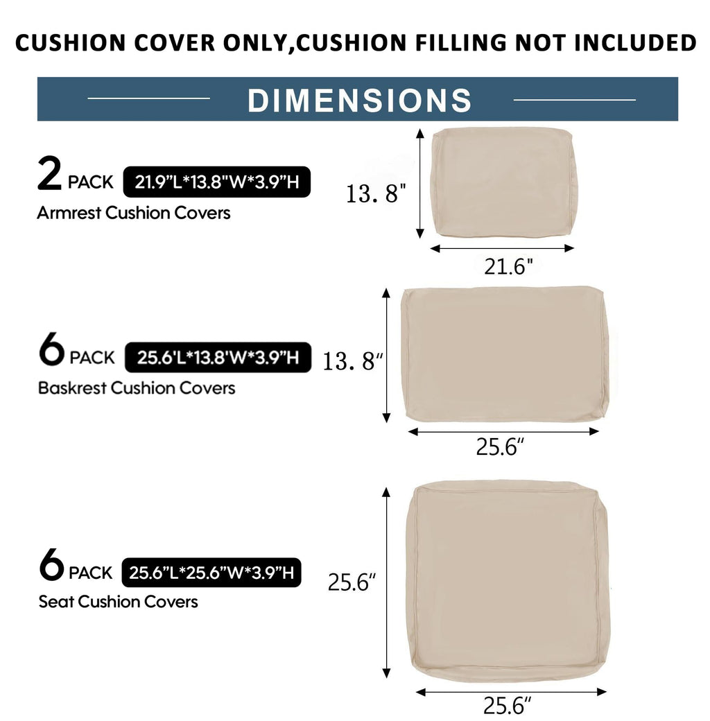 Cushion Covers for 6-Seater Wicker Rattan Sectional Sofa