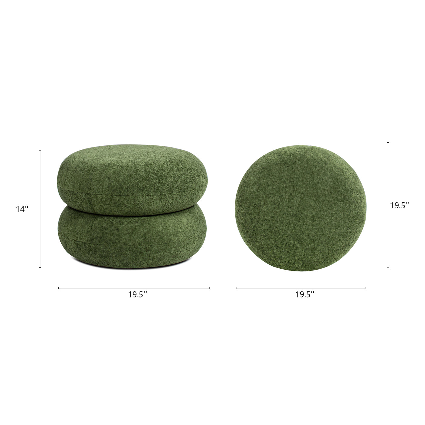 Nest 19.5" Low Round Upholstered Ottoman, Moss
