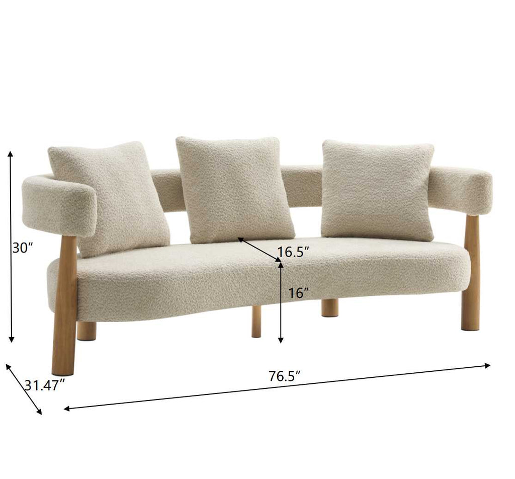 Luxe 76.5 in. Curved 3 Seater Modern Upholstered Boucle Sofa
