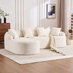 Boneless L-Shape Sectional Sofa with Curved Chaise