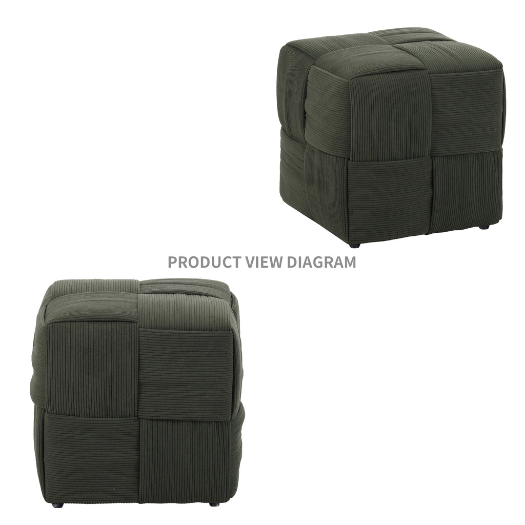 Ottoman Foot Rest Soft and Comfortable Corduroy Stool - Green