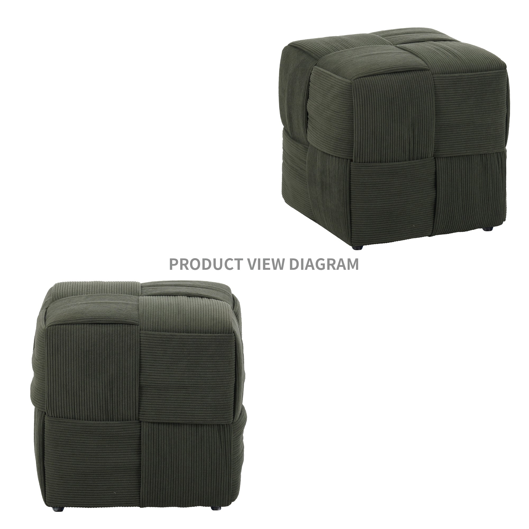 Ottoman Foot Rest Soft and Comfortable Corduroy Stool - Green