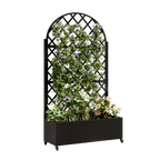 Round Metal Planter Box with Trellis