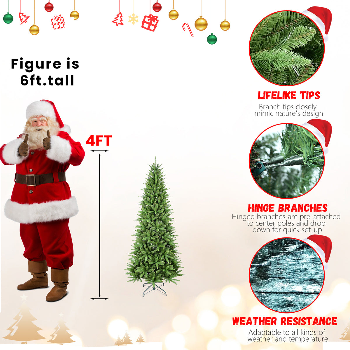 7FT Slim Christmas Tree – Perfect for Corners & Small Spaces