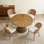 Round Wooden Dining Table + 4 Chairs
