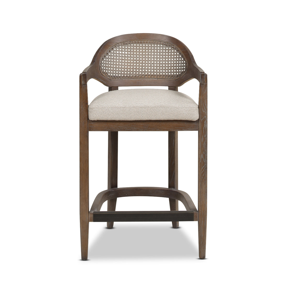Americana Mid-Century Modern Counter Stool, 26-Inch Cane Back, Beige