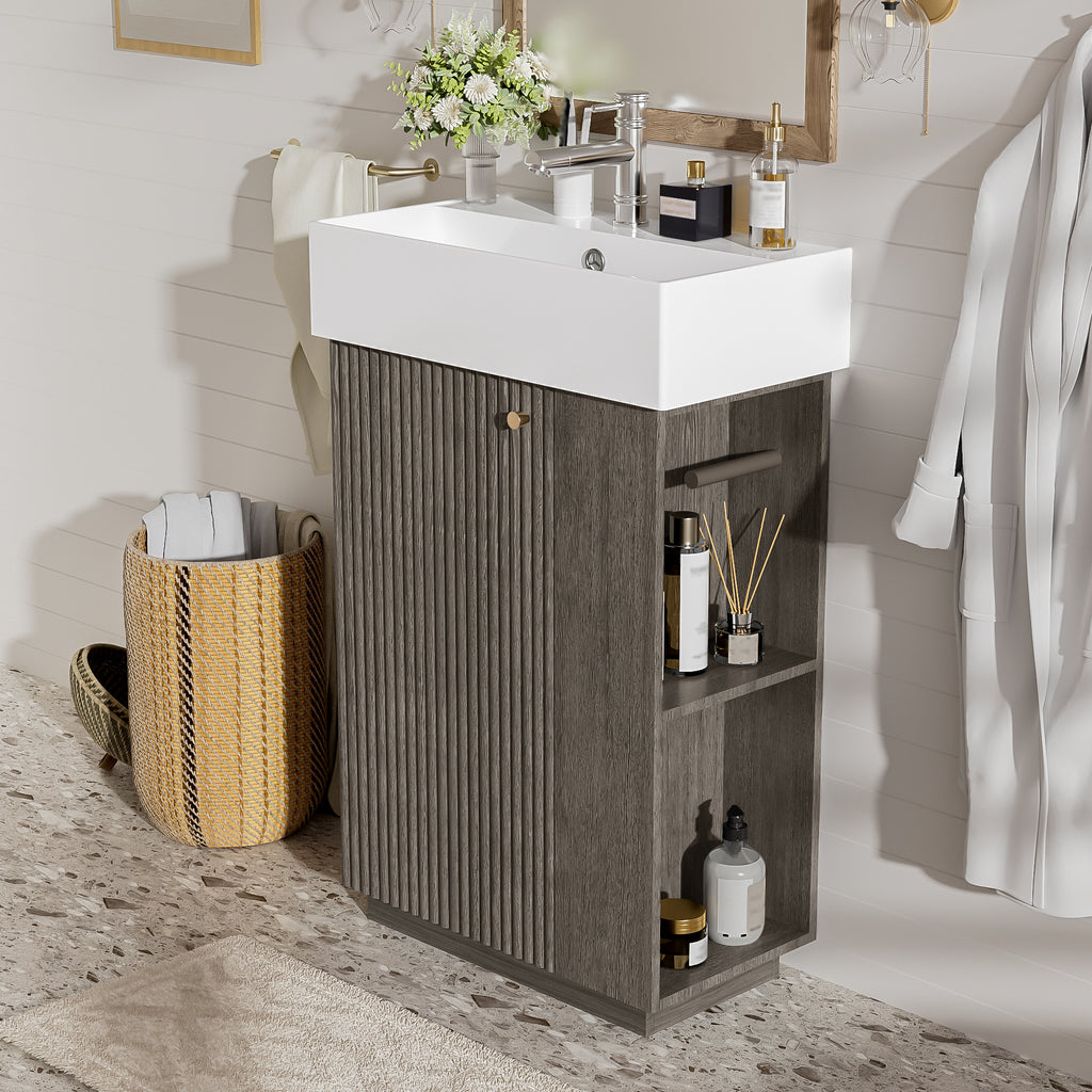 21.6" Modern Bathroom Vanity with Ceramic Sink