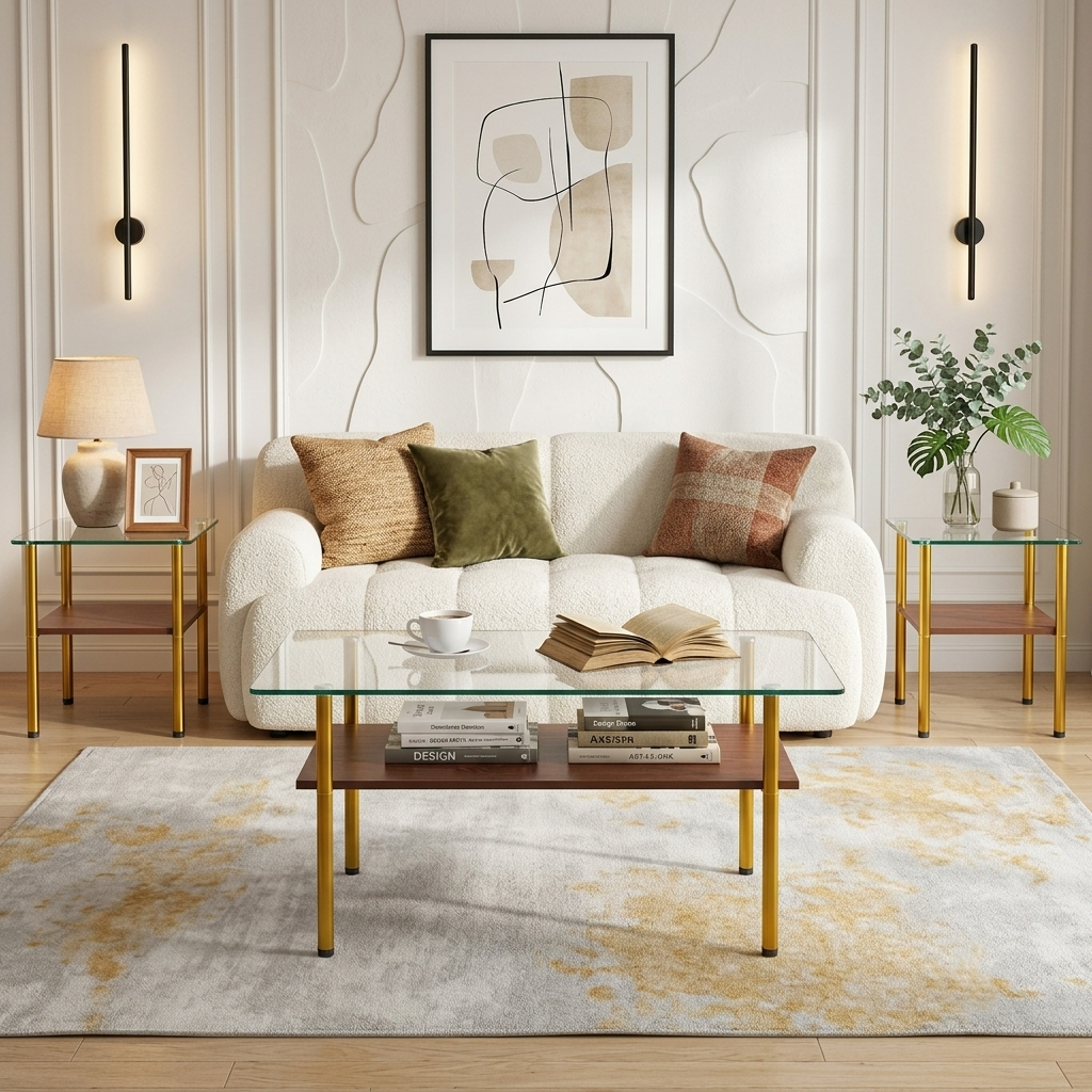 Modern Glass Coffee Table and End Tables Set of 3
