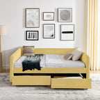 Queen Size Daybed with Two Drawers Upholstered Tufted Sofa Bed