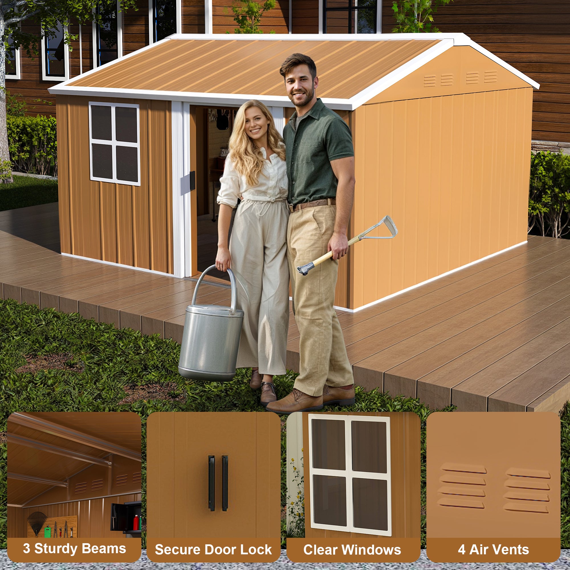 12x10 FT Heavy-Duty Metal Storage Shed