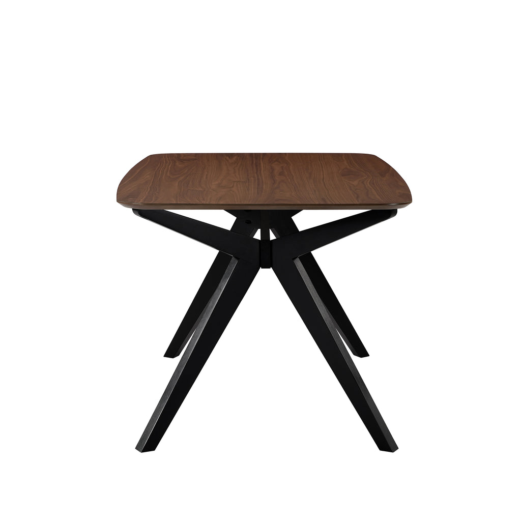 5-Piece Upholstered Dining Set With Rubberwood Frame, Grey+Walnut+Black