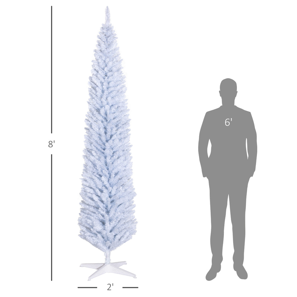 8ft Pencil Artificial Christmas Tree with Realistic Branches